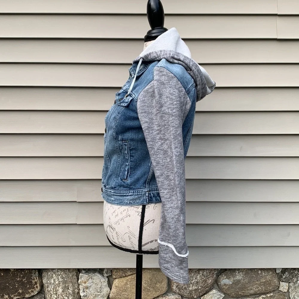 FREE People Denim/Knit Hoodie Jacket in Indie Wash